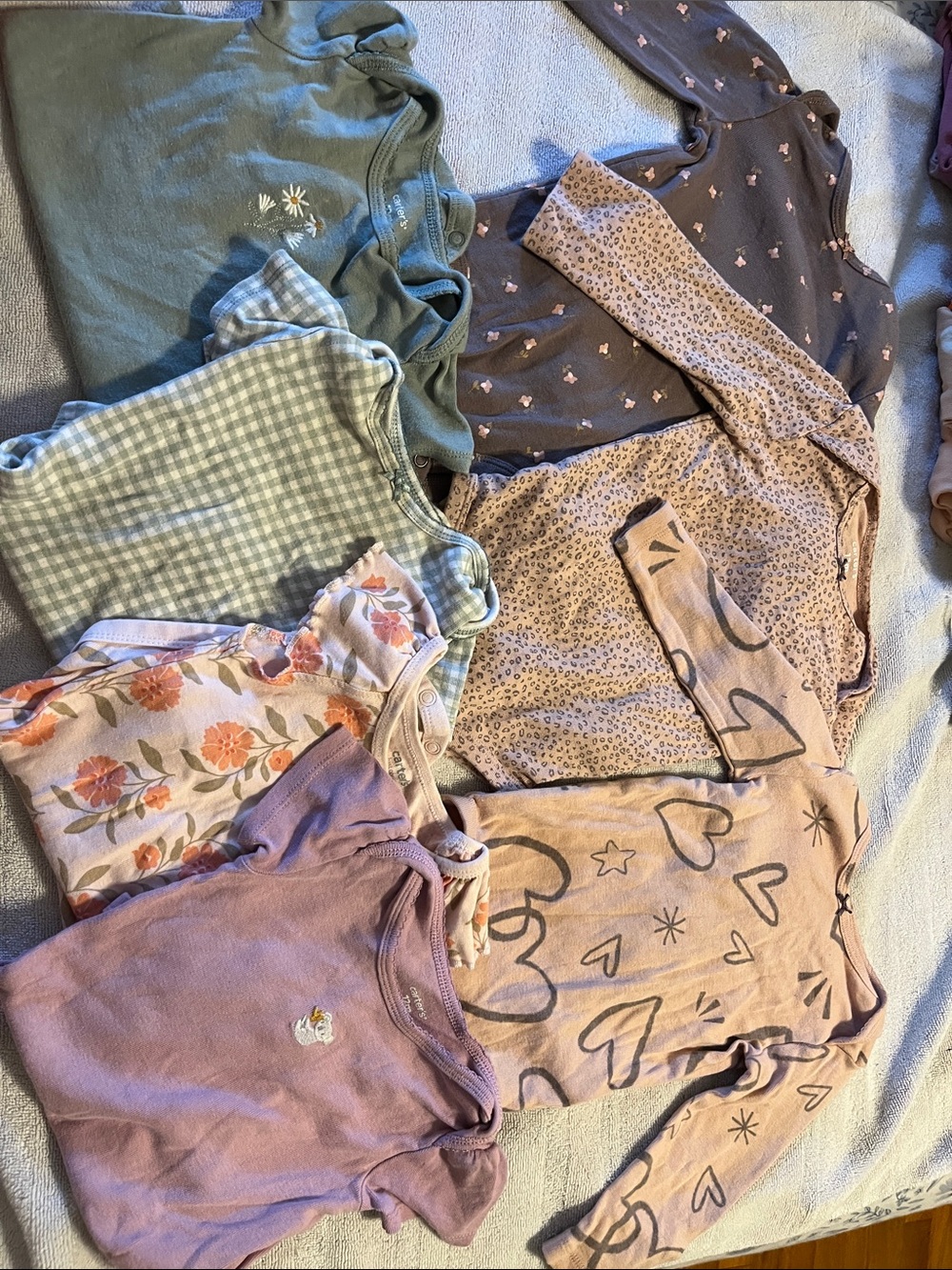 Carter's Girls Long Sleeve Mix — Lavender, Dusty Pink, Green & Mauve Prints